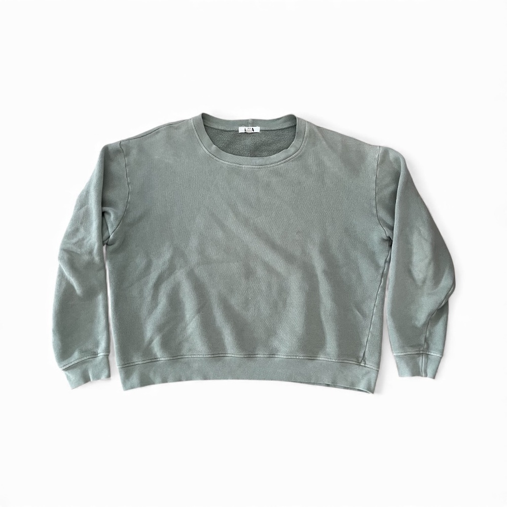 LNA Cropped Olive Green Long Sleeve Sweatshirt Size Medium Soft Neutral